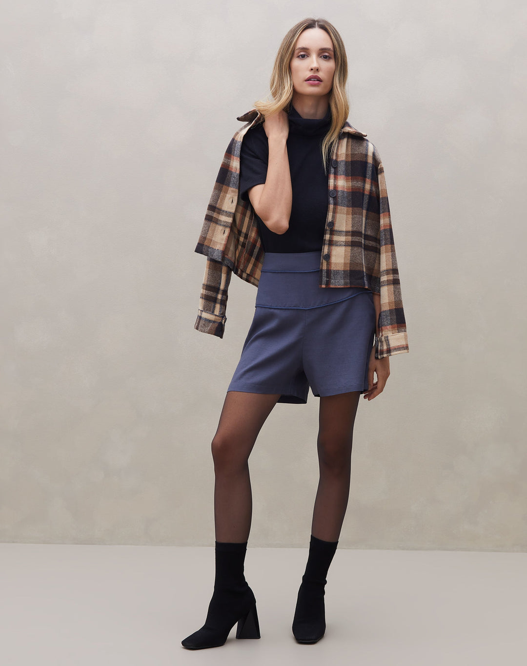 Elza | Short Viscose Contrasté pour Femmes