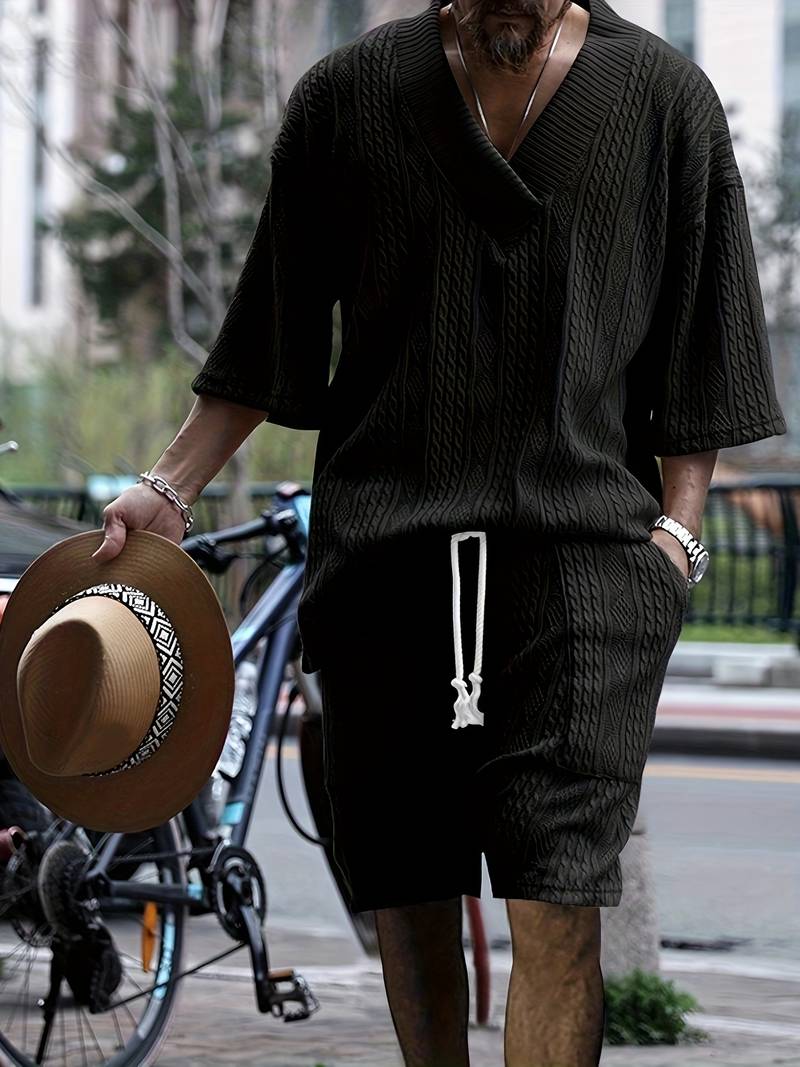 Halli | Combinaison décontractée en short jacquard pour hommes