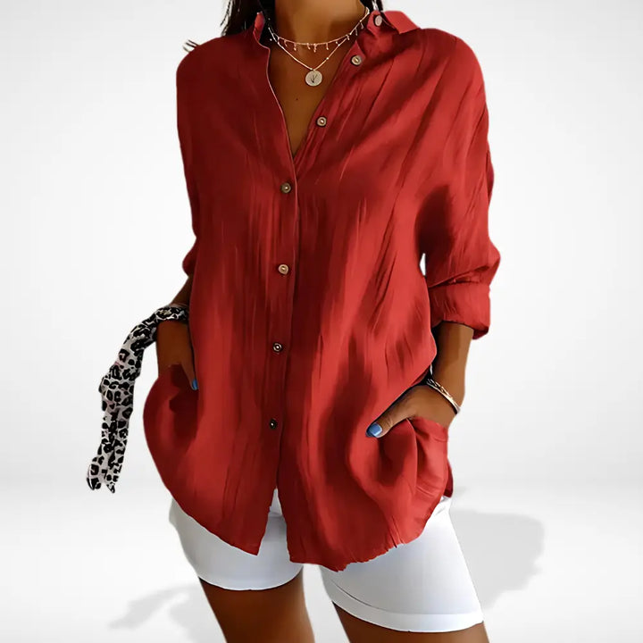 Blouse ample boutonnée manches retroussées pour Femme – Marci