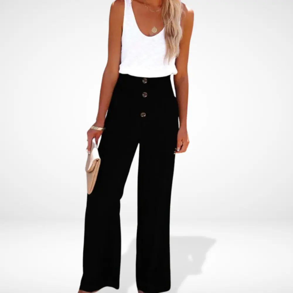 Pantalon ample taille froncée boutonnée pour Femme - Caitlin