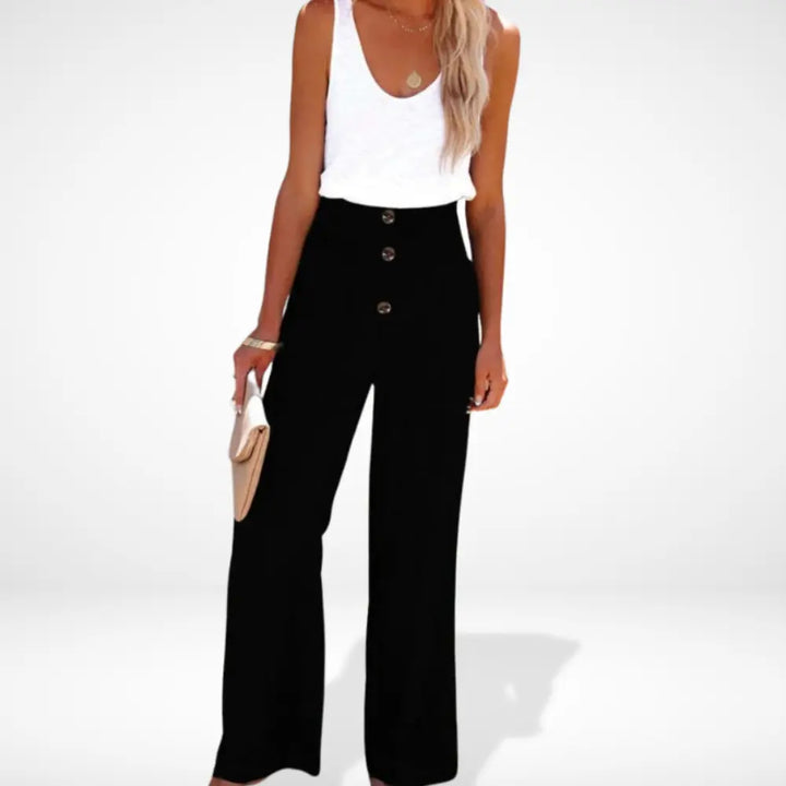 Pantalon ample taille froncée boutonnée pour Femme - Caitlin