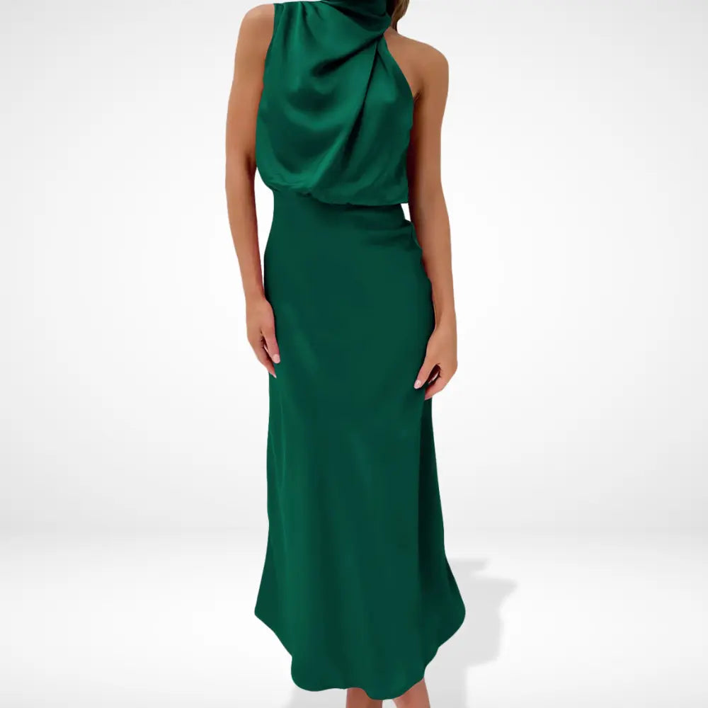 Robe de soirée drapée col montant pour Femmes – Antonia