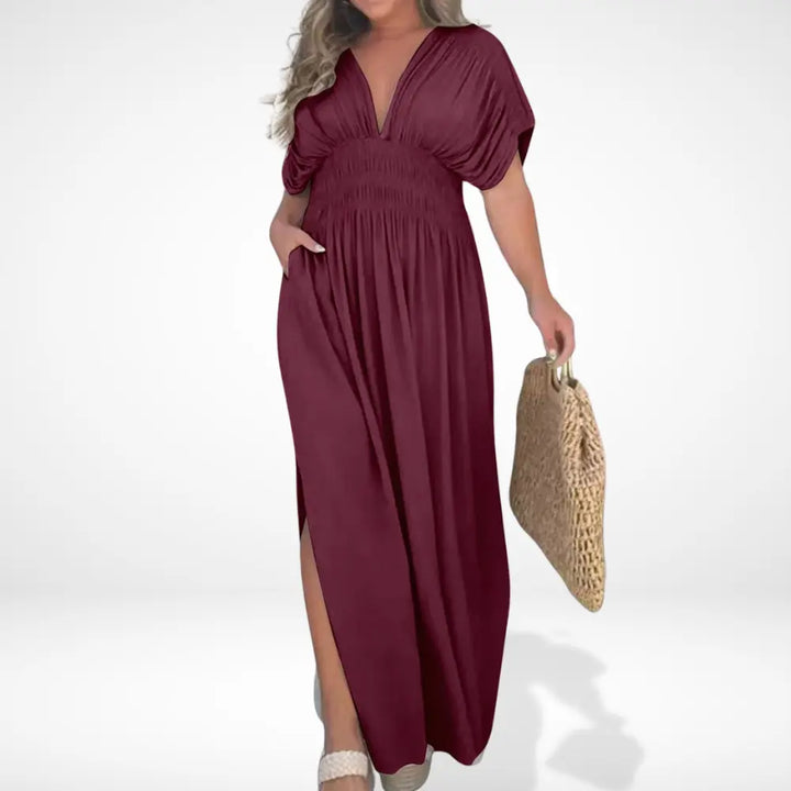 Robe longue d'été à taille froncée pour Femmes – Lilly