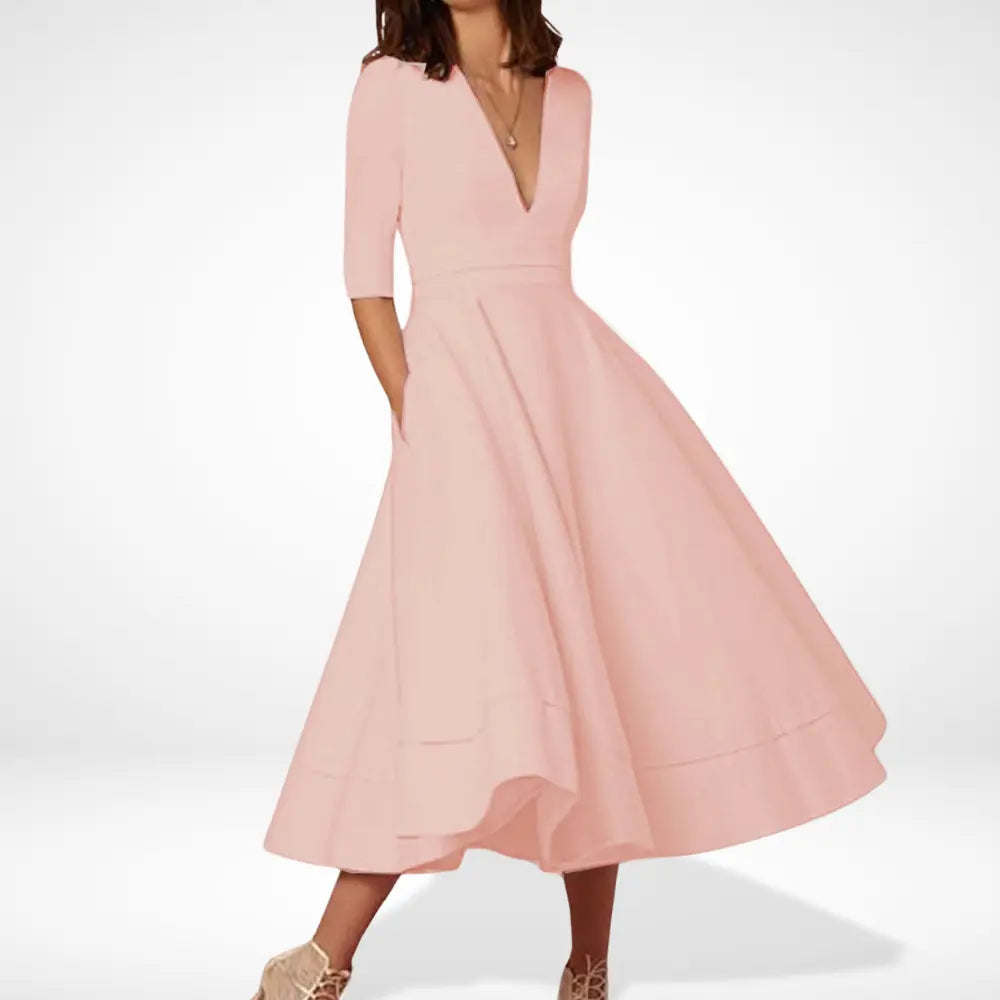 Robe midi évasée décolleté pour Femme – Shana