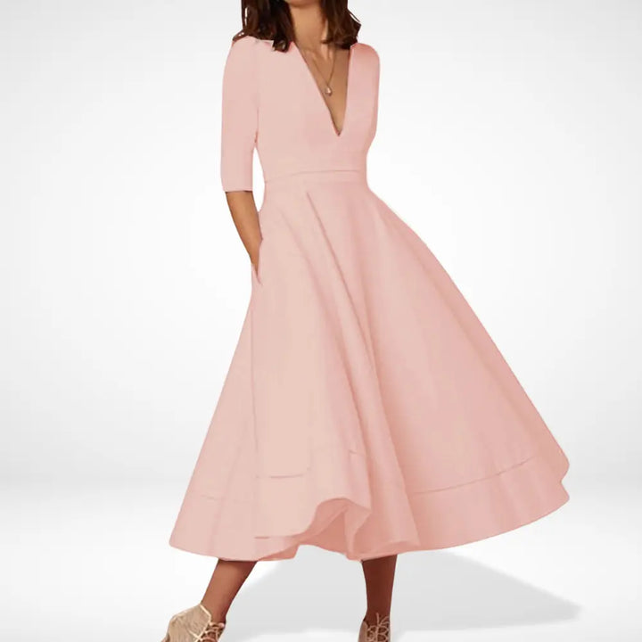 Robe midi évasée décolleté pour Femme – Shana