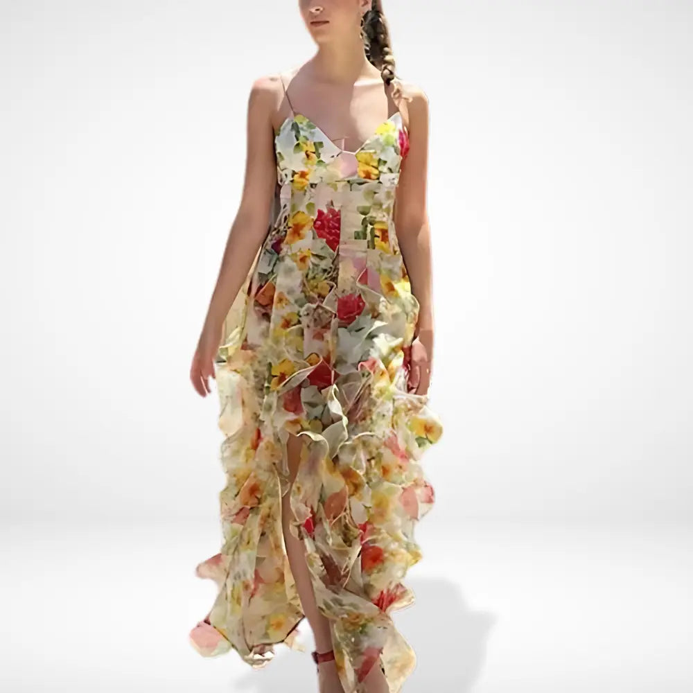 Robe longue à volants fleuris pour femmes – Lynnette
