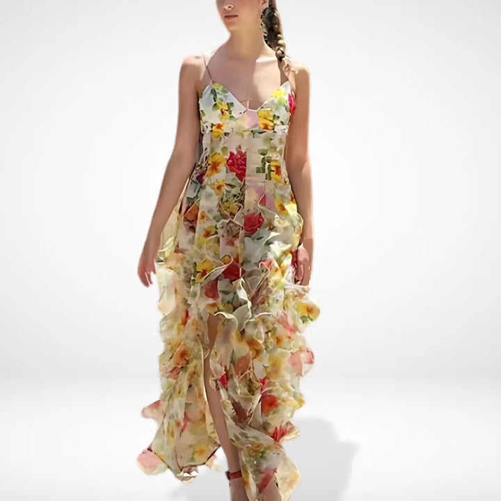 Robe longue à volants fleuris pour femmes – Lynnette