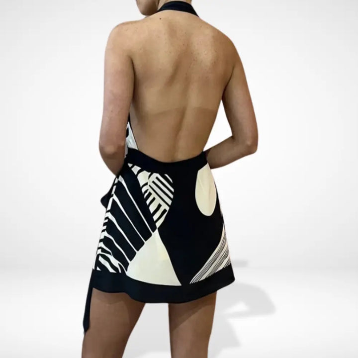 Robe dos-nu à imprimé graphique moderne pour Femmes – Eva