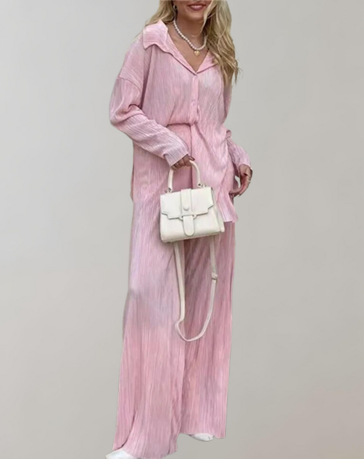 Chi | Femmes plissées 2 pièces pantalon ensemble