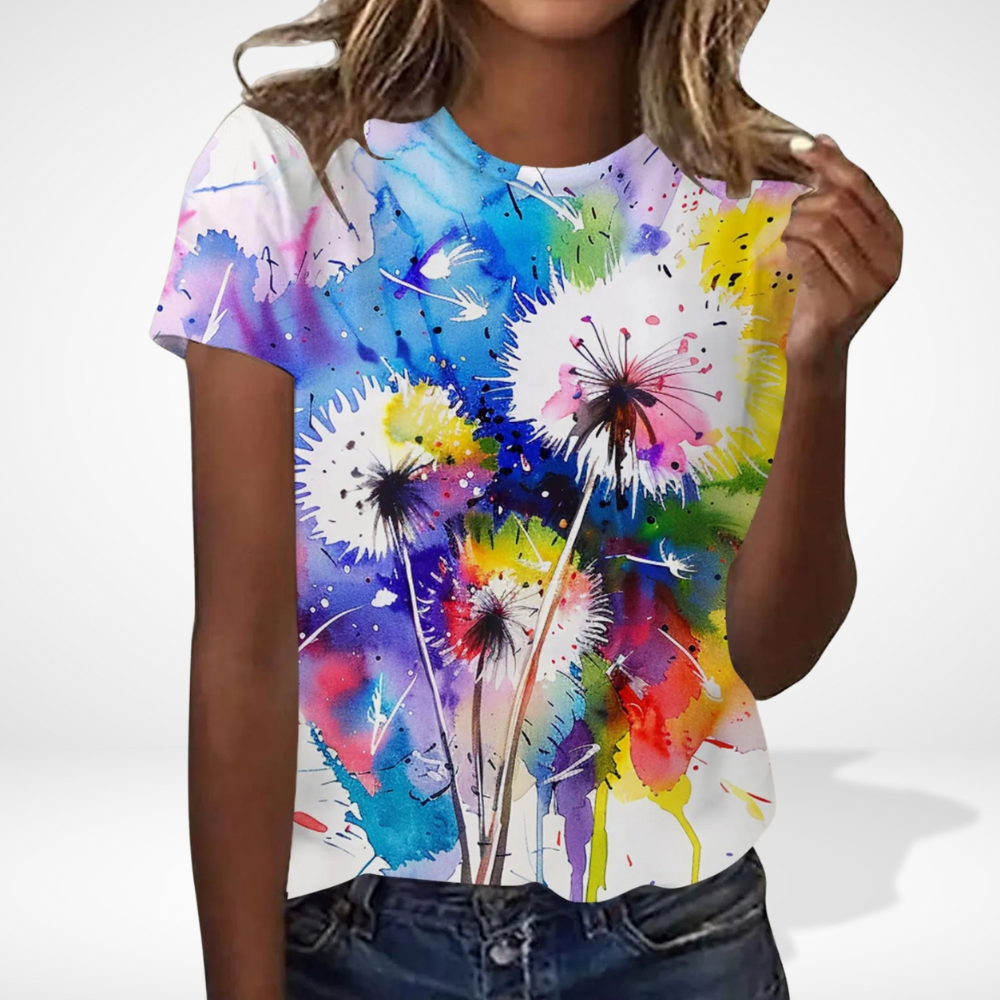 T-shirt imprimé floral aquarelle éclatant pour Femme – Karlie