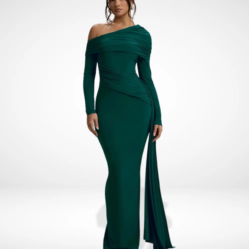 Robe de soirée drapée asymétrique pour Femmes – Glenda