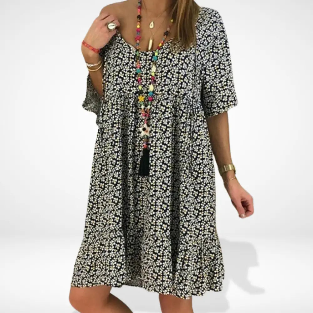 Robe d'été fluide à imprimé fleuri contrasté pour Femme – Rosalinds