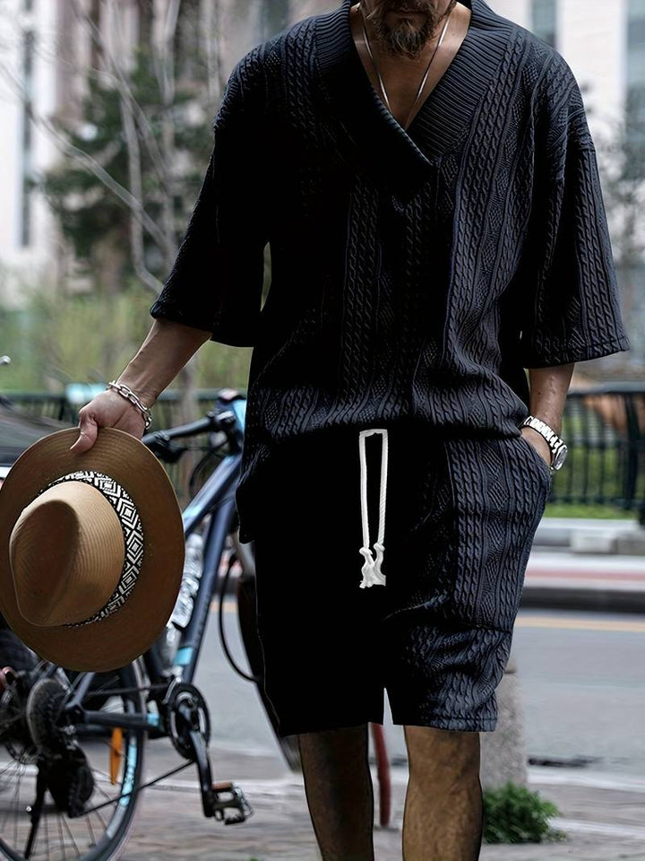 Halli | Combinaison décontractée en short jacquard pour hommes