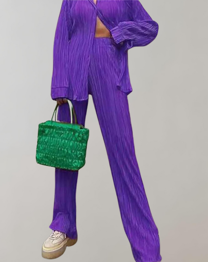 Chi | Femmes plissées 2 pièces pantalon ensemble