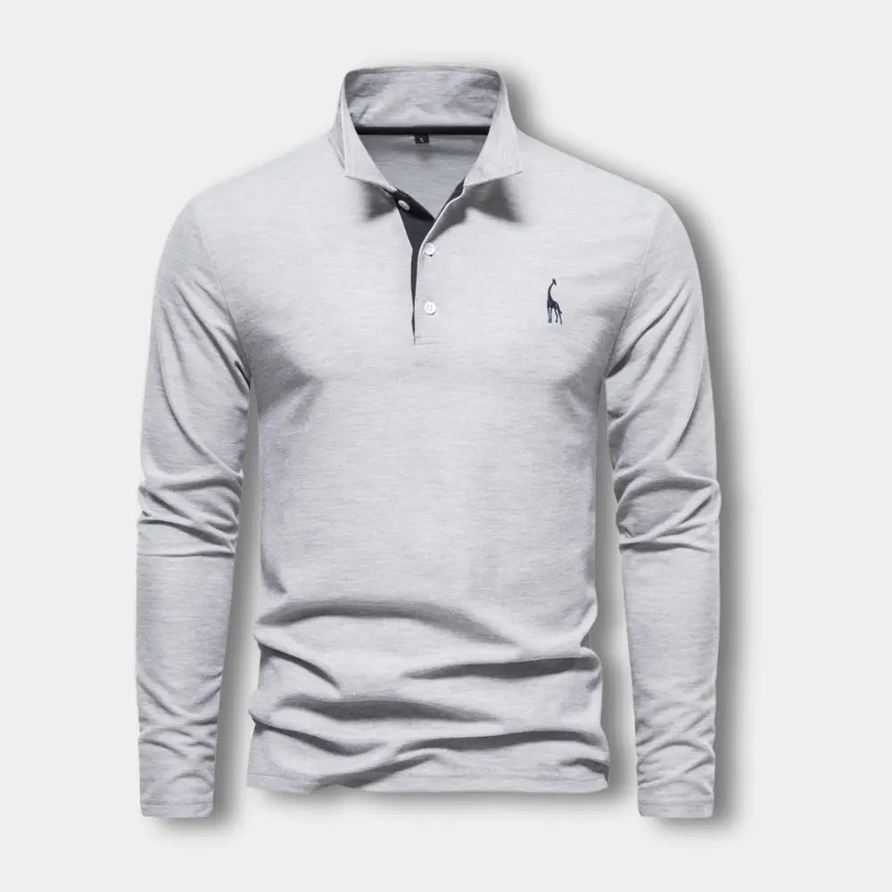 Polo manches longues avec col ouvert contrasté pour Homme – Spence