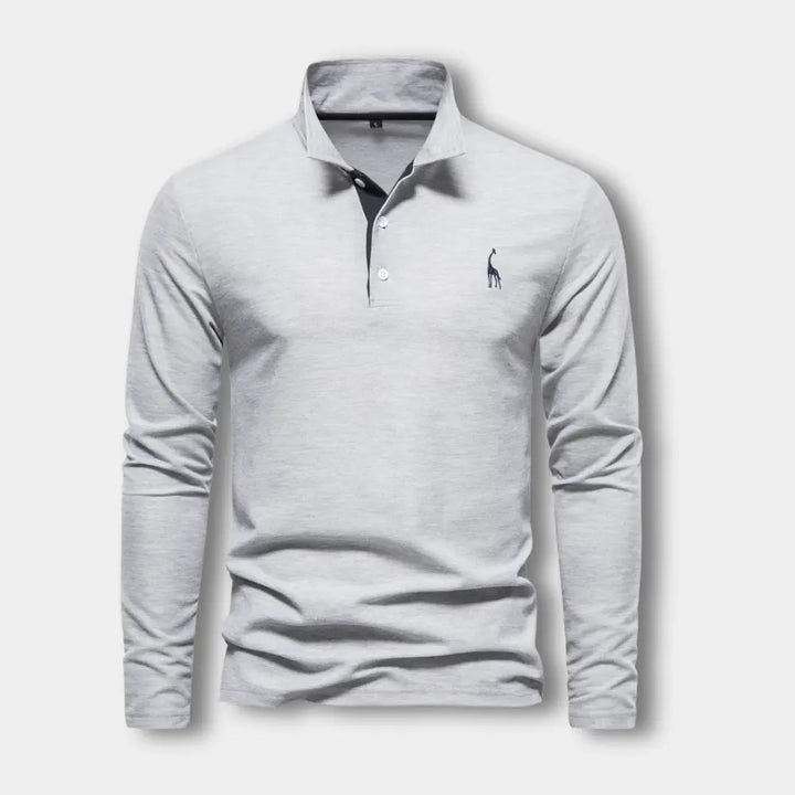 Polo manches longues avec col ouvert contrasté pour Homme – Spence