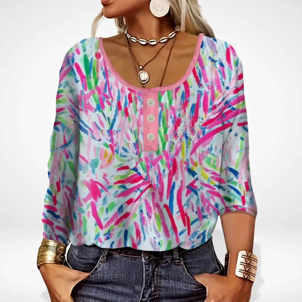 Blouse à motif éclaté multicolore pour Femme – Thelle
