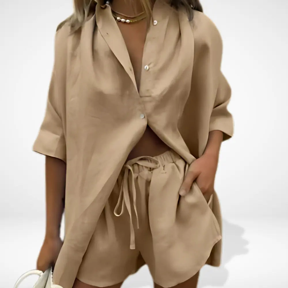 Ensemble coordonné à coupe ample et allure fluide pour femmes – Tinang