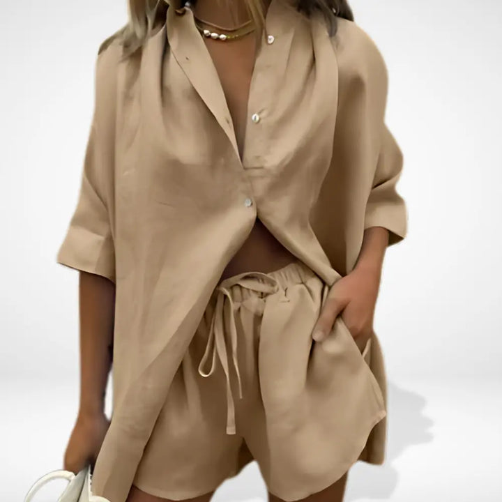 Ensemble coordonné à coupe ample et allure fluide pour femmes – Tinang