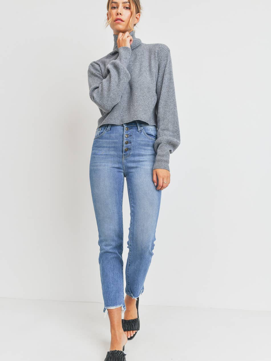 Clodagh | Jean taille haute à boutons pour femme