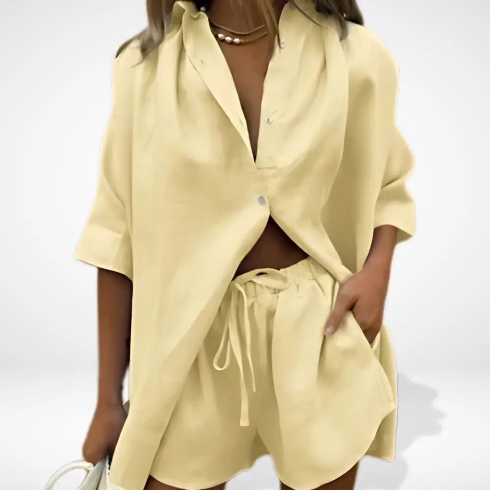 Ensemble coordonné à coupe ample et allure fluide pour femmes – Tinang