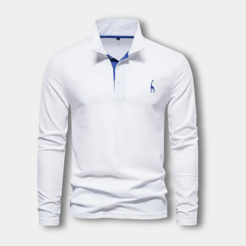 Polo manches longues avec col ouvert contrasté pour Homme – Spence