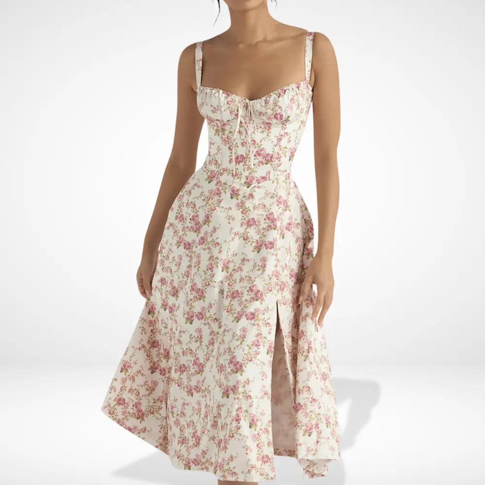 Robe d’été longue à fleurs fendues pour Femmes – Melanie