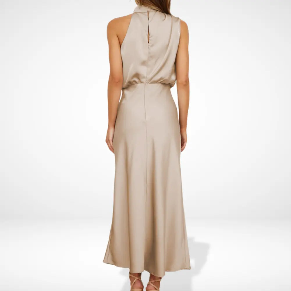 Robe de soirée drapée col montant pour Femmes – Antonia