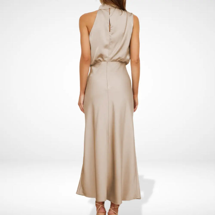 Robe de soirée drapée col montant pour Femmes – Antonia