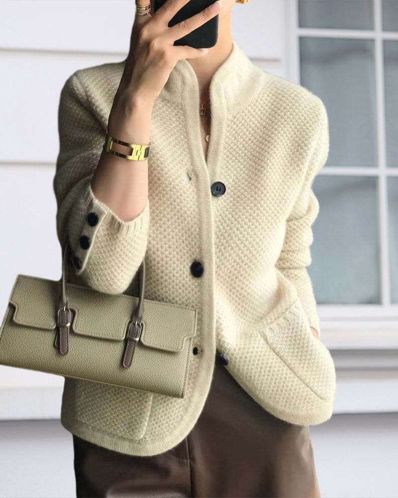 Sophia | Veste en tricot uni avec col montant