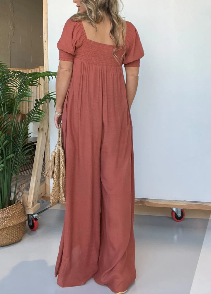 Nadia | Robe de femme avec corsage smocké Bouton