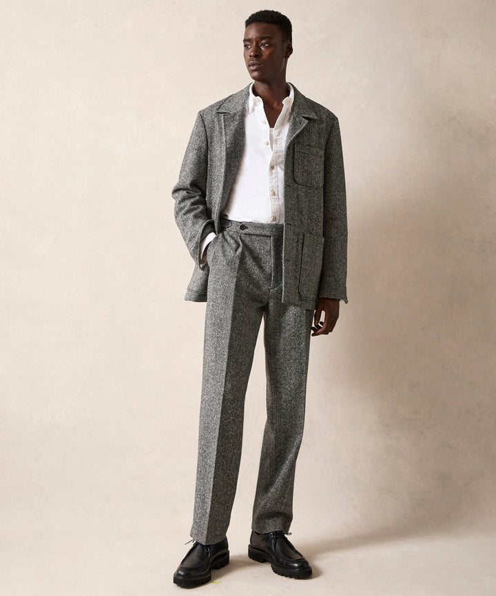 Mansur | Pantalon en laine Donegal gris pour homme