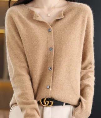 Ermenegilda | Cardigan Col Rond Décontracté pour Femmes