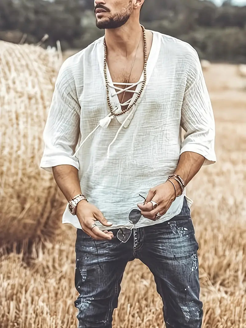 Benitez | Confortable Henley à Lacets pour Hommes