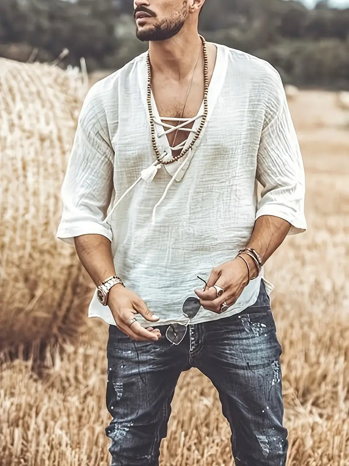 Benitez | Confortable Henley à Lacets pour Hommes