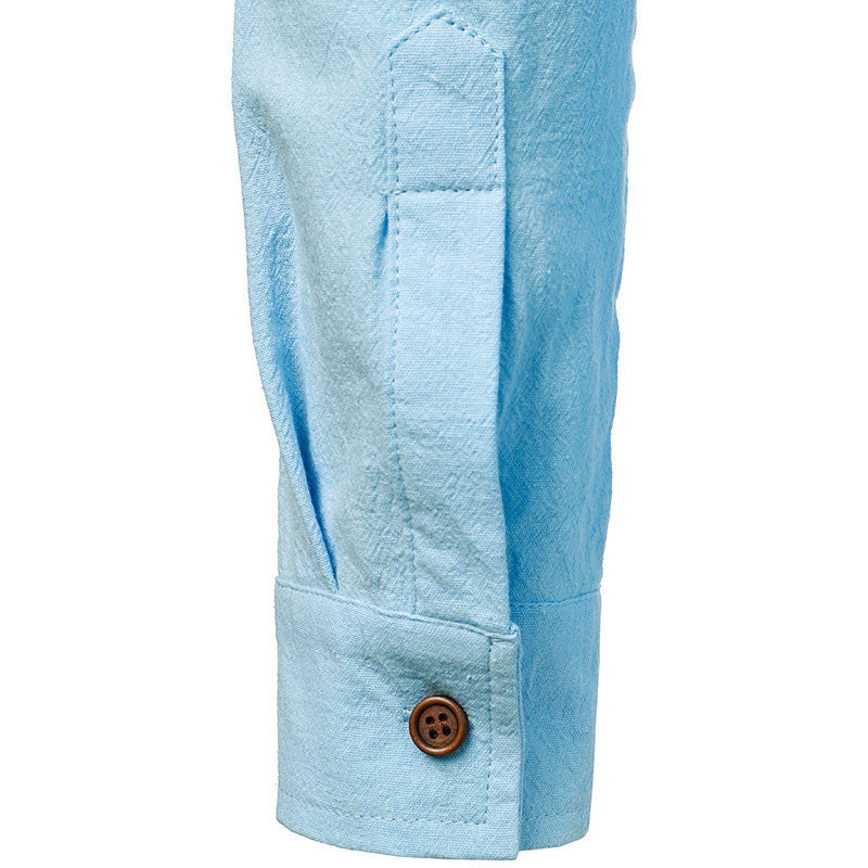 Chemise en lin vintage masculin à manches longues 1