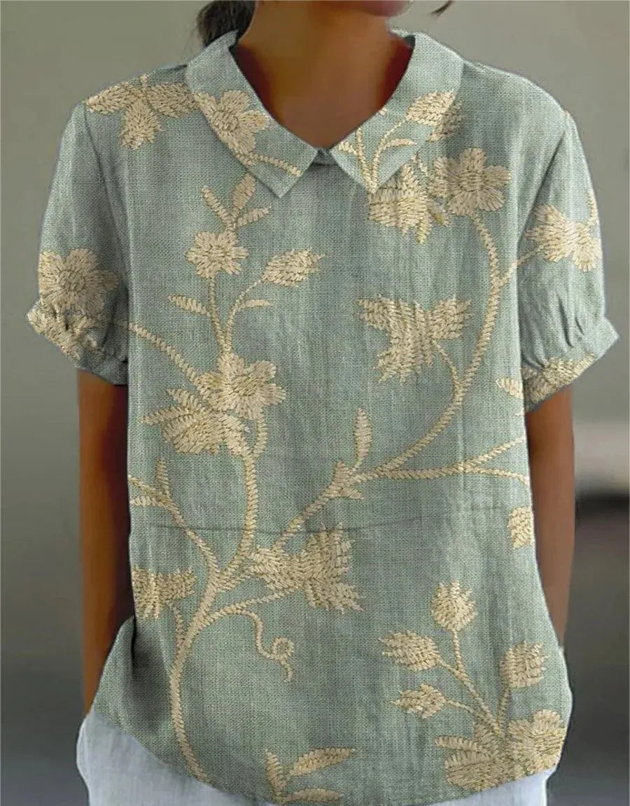 Chemisier de motif de fleurs vintage des femmes | Occasionnel 0