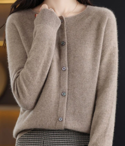 Ermenegilda | Cardigan Col Rond Décontracté pour Femmes