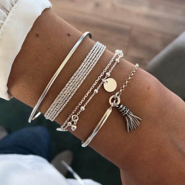 Khloe | Bracelet Boho en argent avec breloque