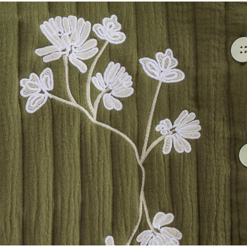 Nia | Gilet vert avec impression de fleurs