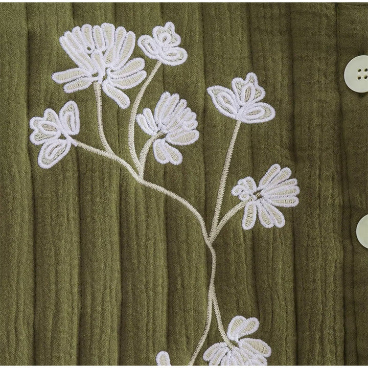 Nia | Gilet vert avec impression de fleurs