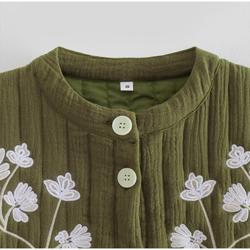 Nia | Gilet vert avec impression de fleurs