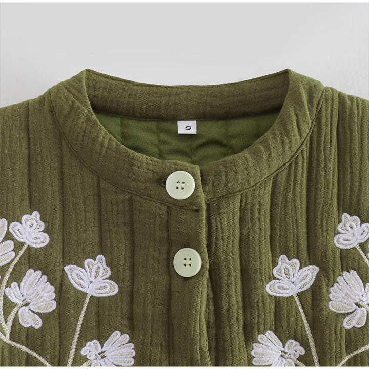 Nia | Gilet vert avec impression de fleurs