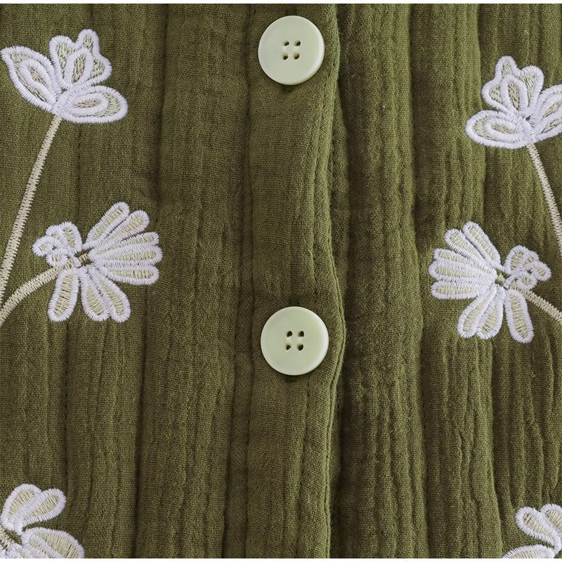 Nia | Gilet vert avec impression de fleurs