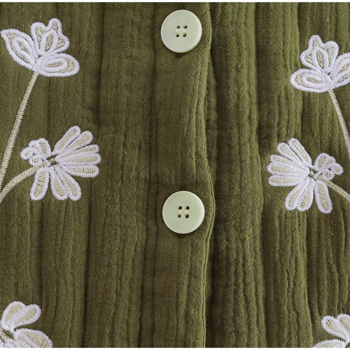 Nia | Gilet vert avec impression de fleurs