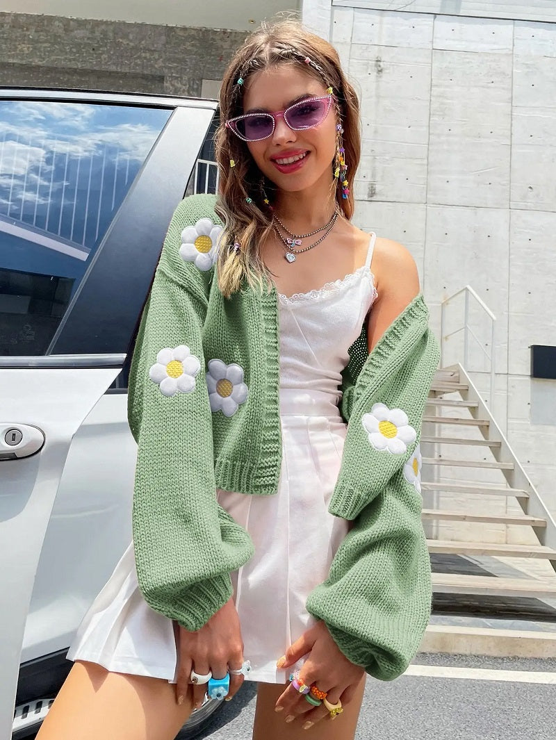 Adelaide | Cardigan en tricot fleuri pour femme