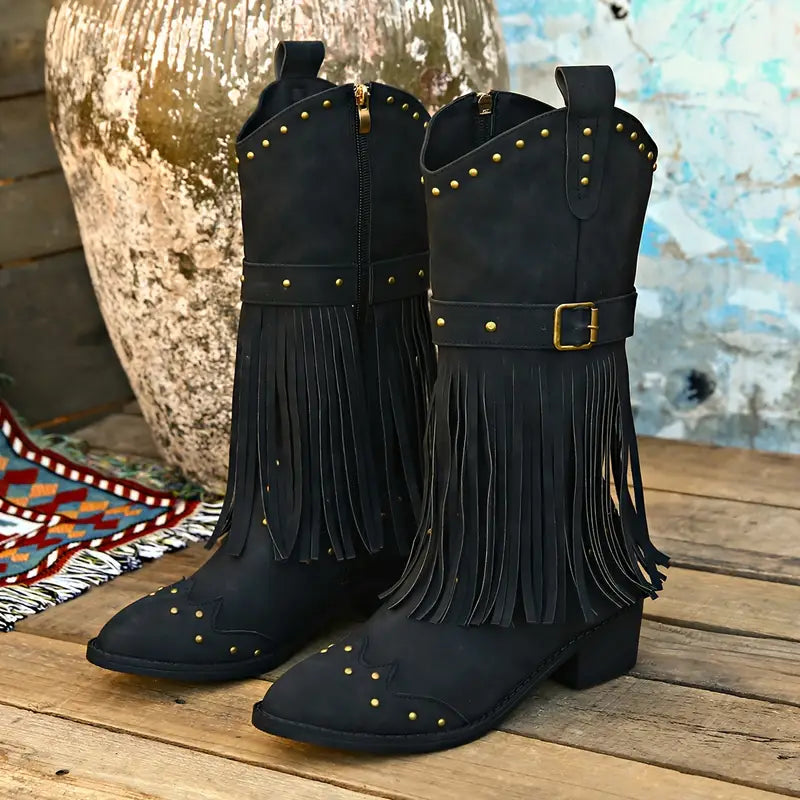 Keri | Bottes Cowboy Élégantes à Franges pour Femme
