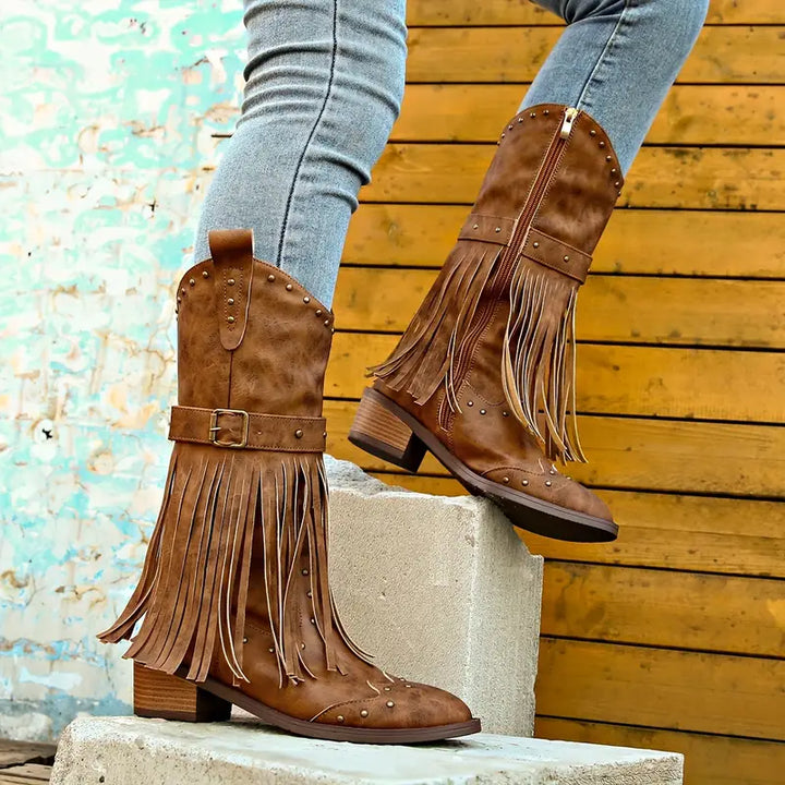 Keri | Bottes Cowboy Élégantes à Franges pour Femme