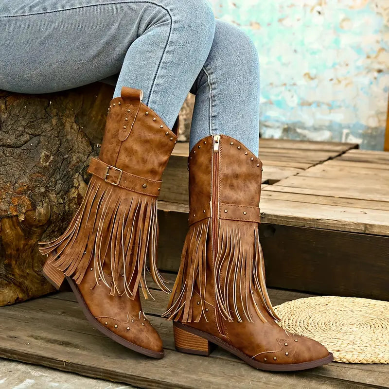 Keri | Bottes Cowboy Élégantes à Franges pour Femme