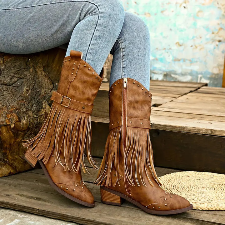 Keri | Bottes Cowboy Élégantes à Franges pour Femme